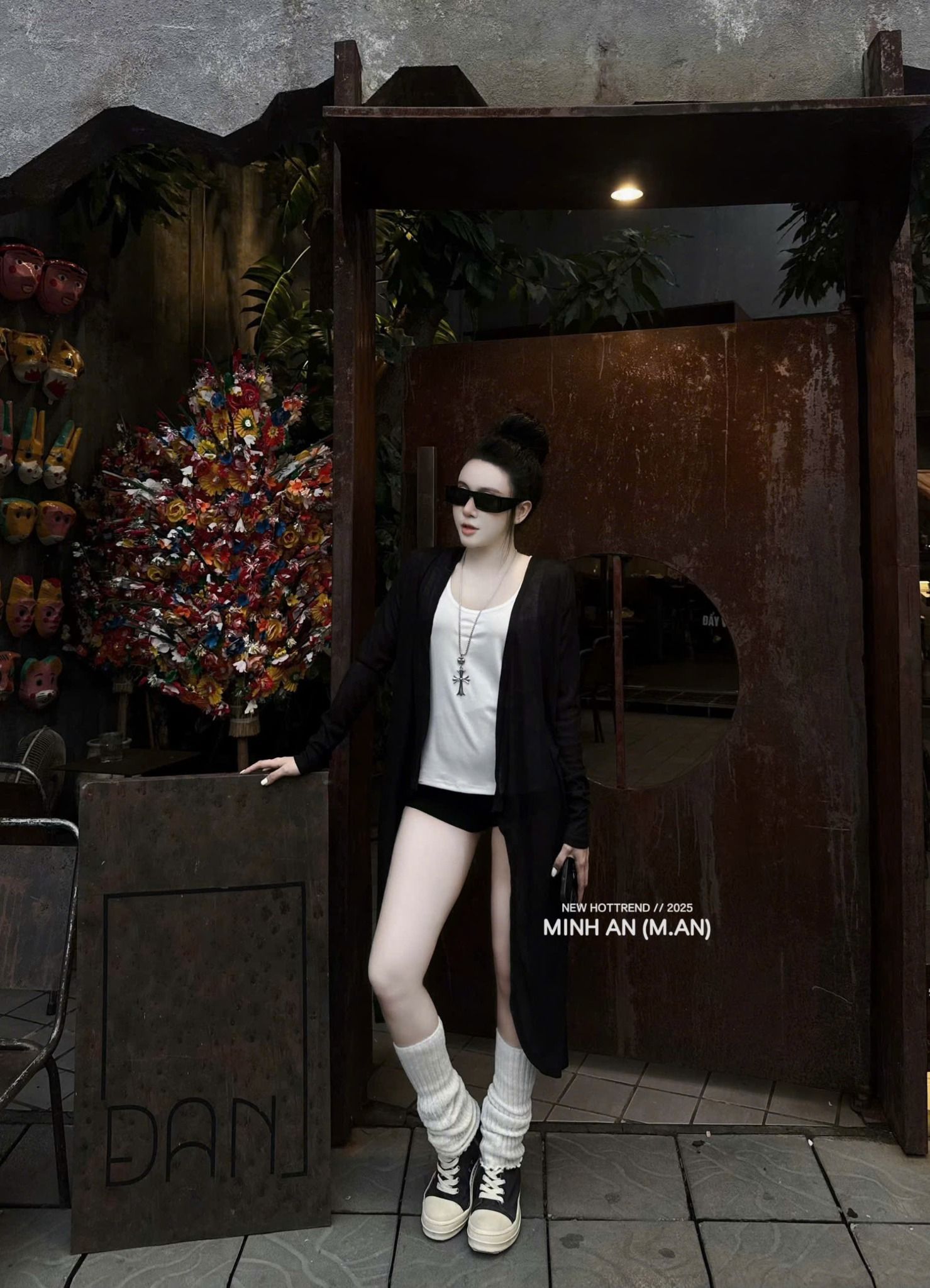  Set 3 món áo ba lỗ kèm khoác dài mix quần short - ĐEN - E252 h45 