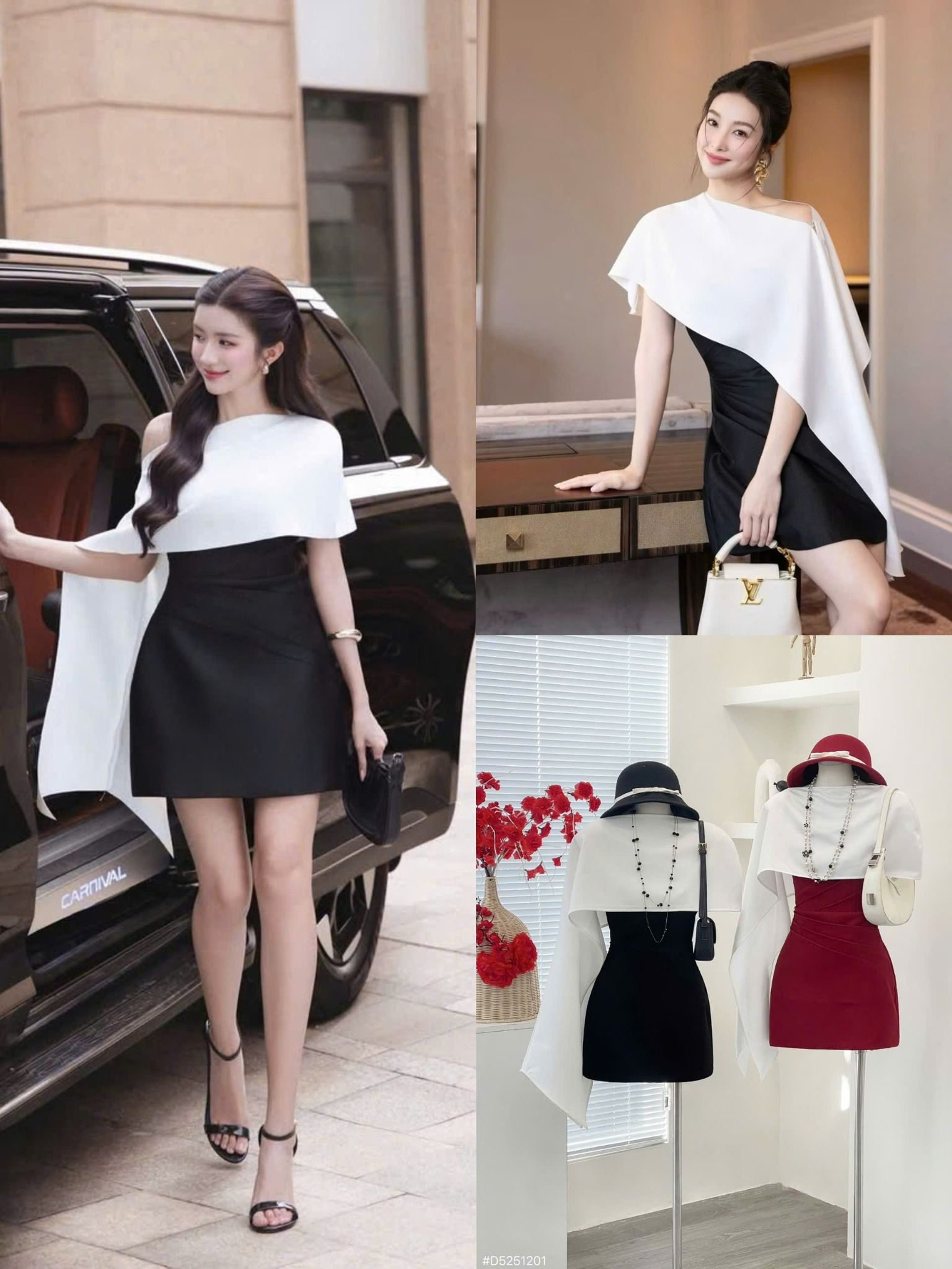  Set đầm hai dây đúp lót 2 lớp kèm choàng trắng - ĐỎ - G100 ( eo S<68, M<72 ) 