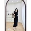 Đầm len cổ đức dáng dài ôm body trẻ trung - ĐEN - G64 ( dài 126cm )