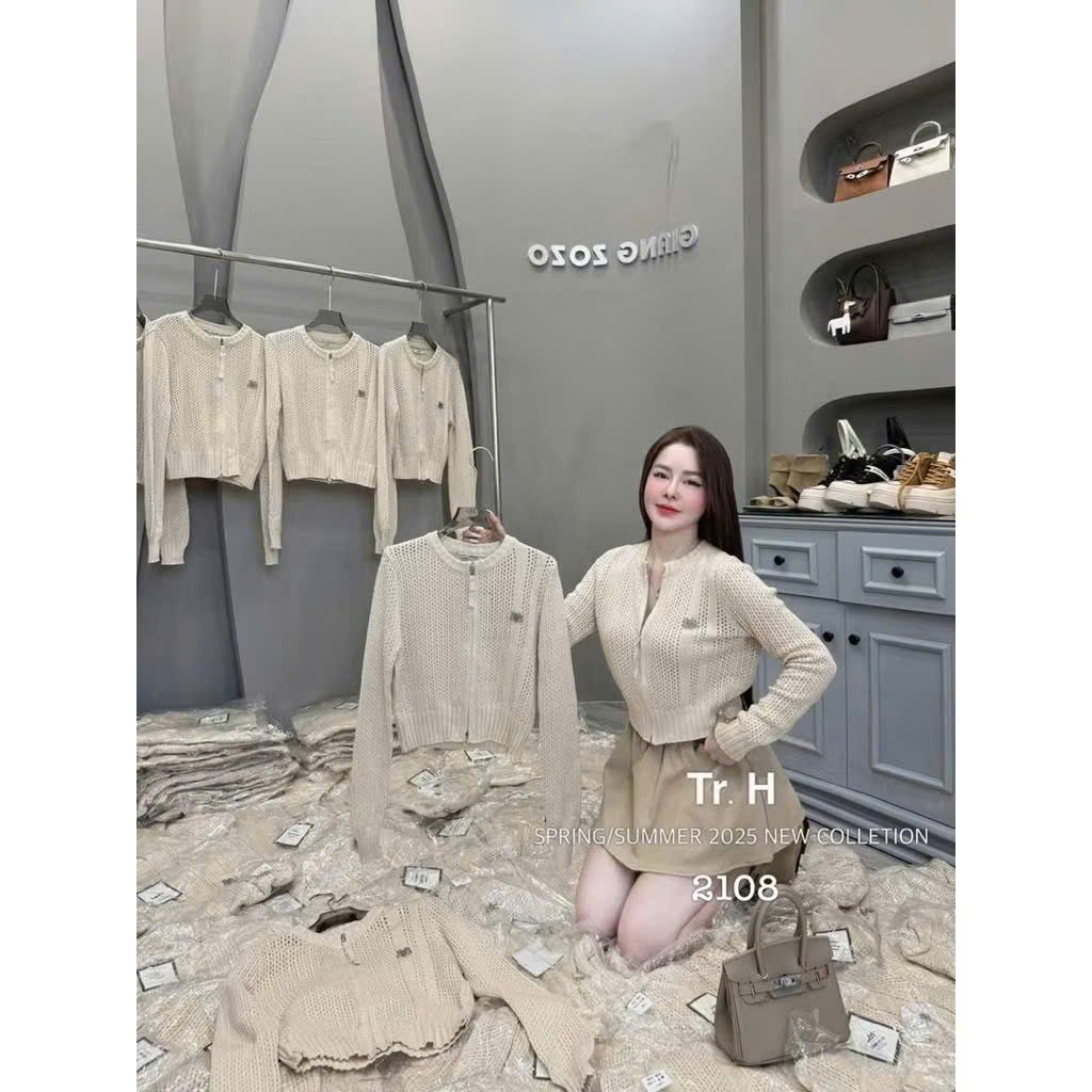  Áo len lưới khóa kèm tag chất len mềm mặc thu đông - E222 