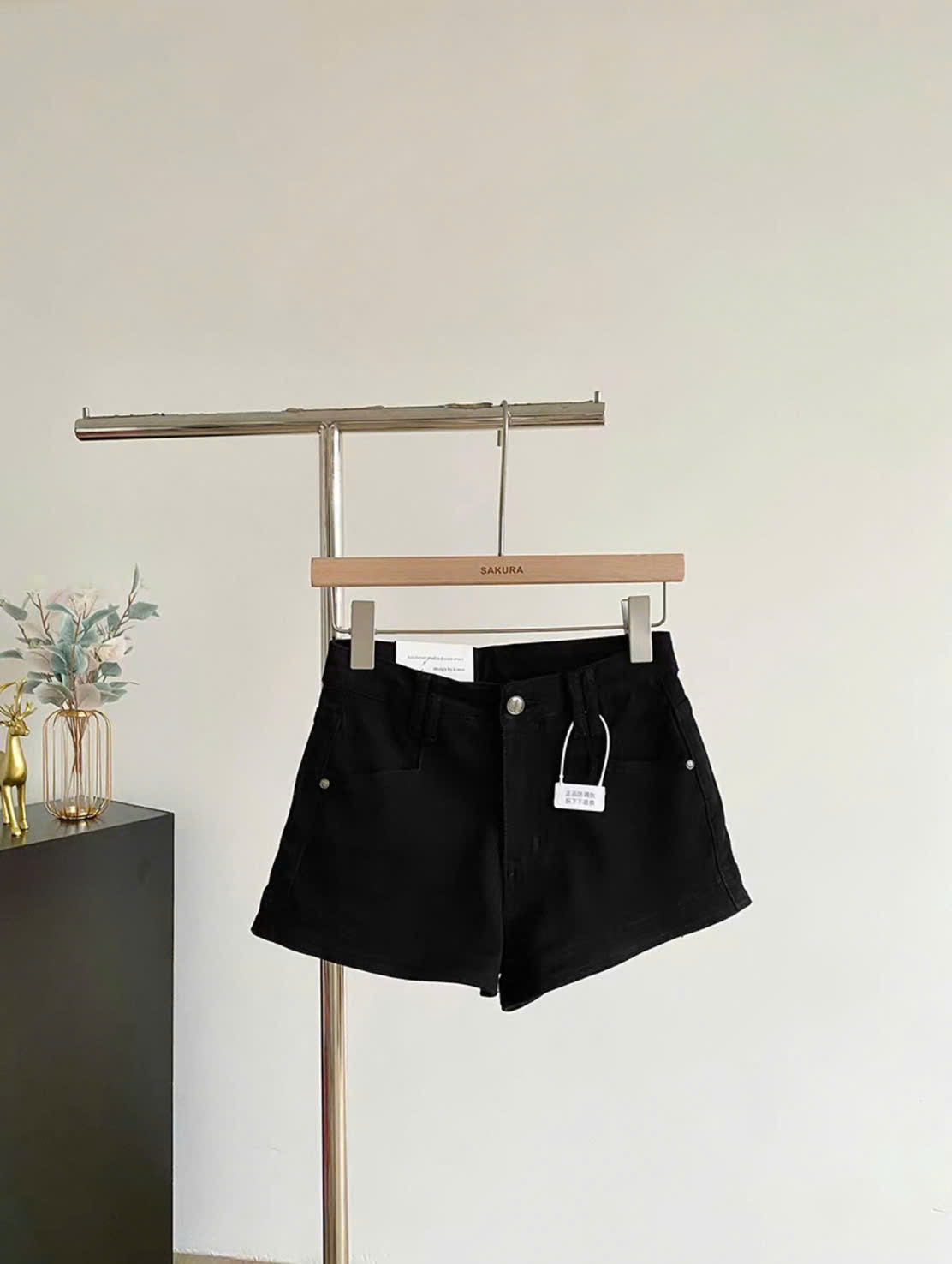  Quần short jeans đùi cạp cao form siêu đẹp - ĐEN - A178 ( eo S<66, M<70, L<74 ) 