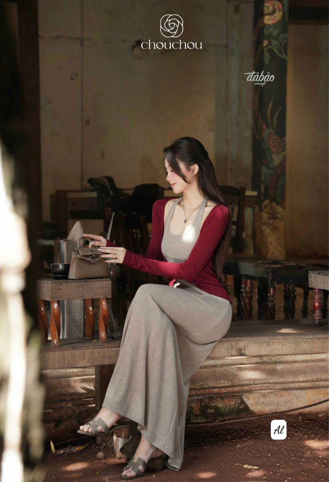  Đầm váy thun nữ hai màu cách điệu phối chân váy xòe dài kèm khoác - ĐỎ - N104 h36 