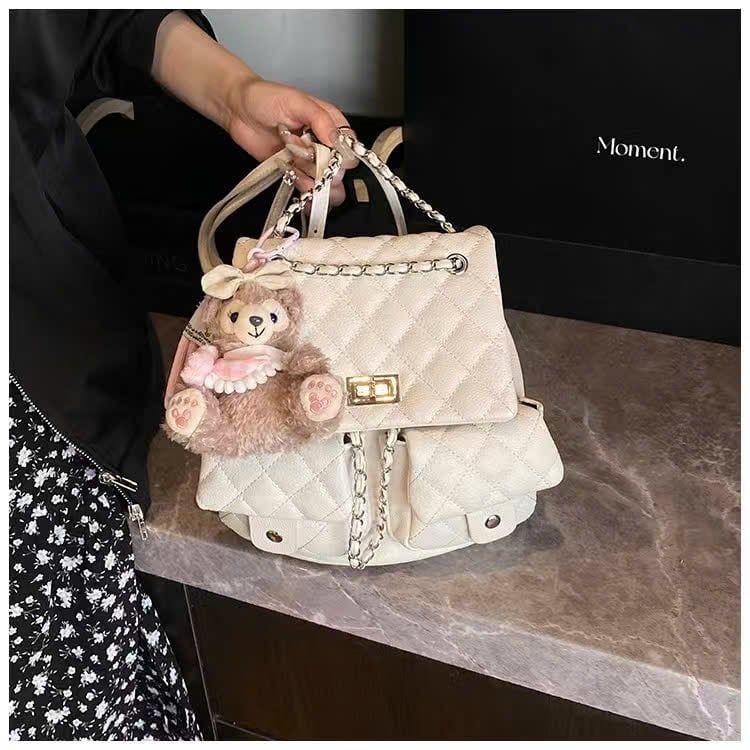  Ba lô nhỏ phối dây xích phong cách retro HQ TẶNG KÈM GẤU - KEM - Q8 T3 