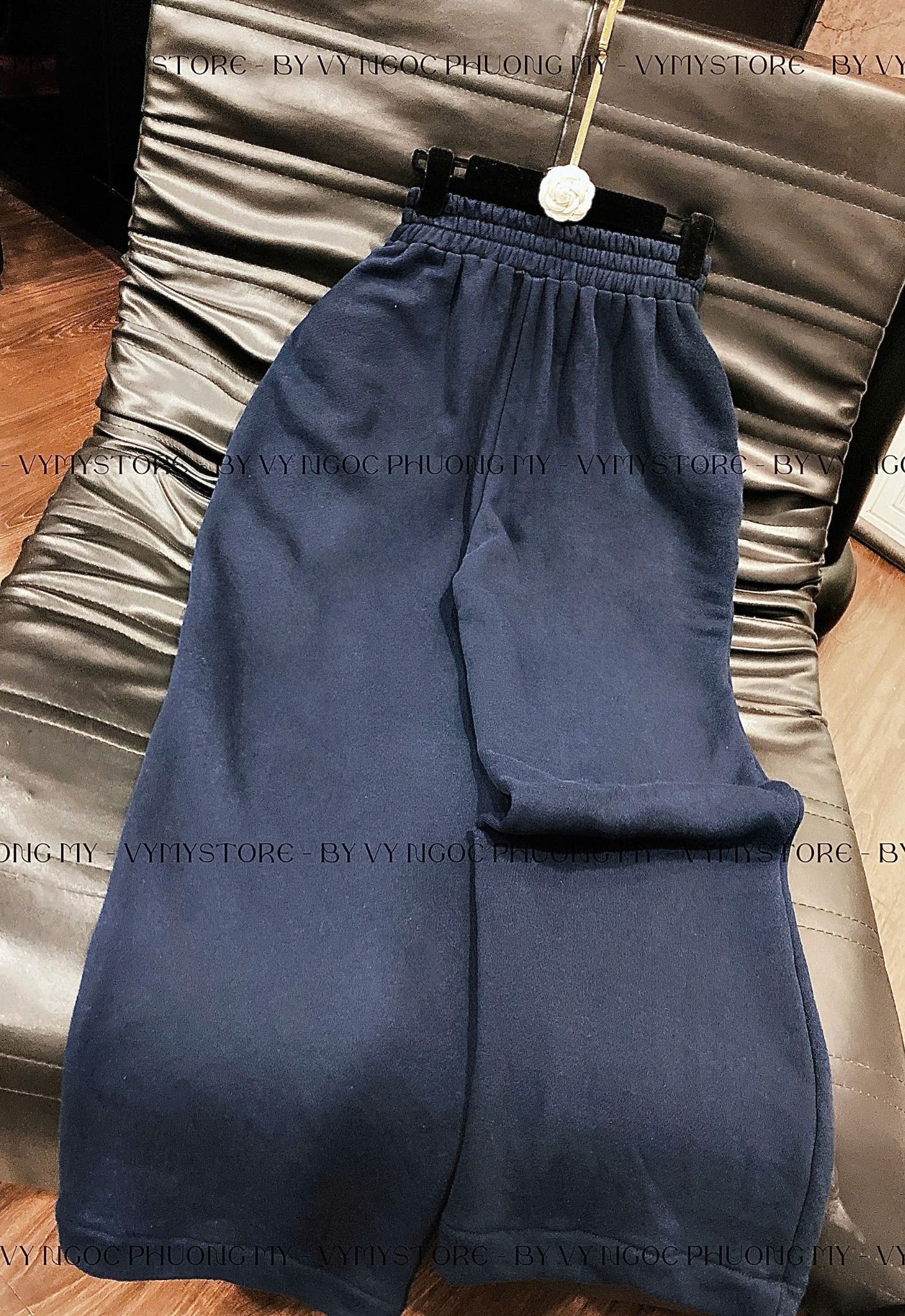  Quần suông rộng dáng dài lưng cạp chun - XANH ĐEN - C89 ( DÀI 100CM <57KG ) 