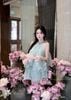 Váy yếm tơ phối tầng bèo tiểu thư siêu hot - XANH - V41