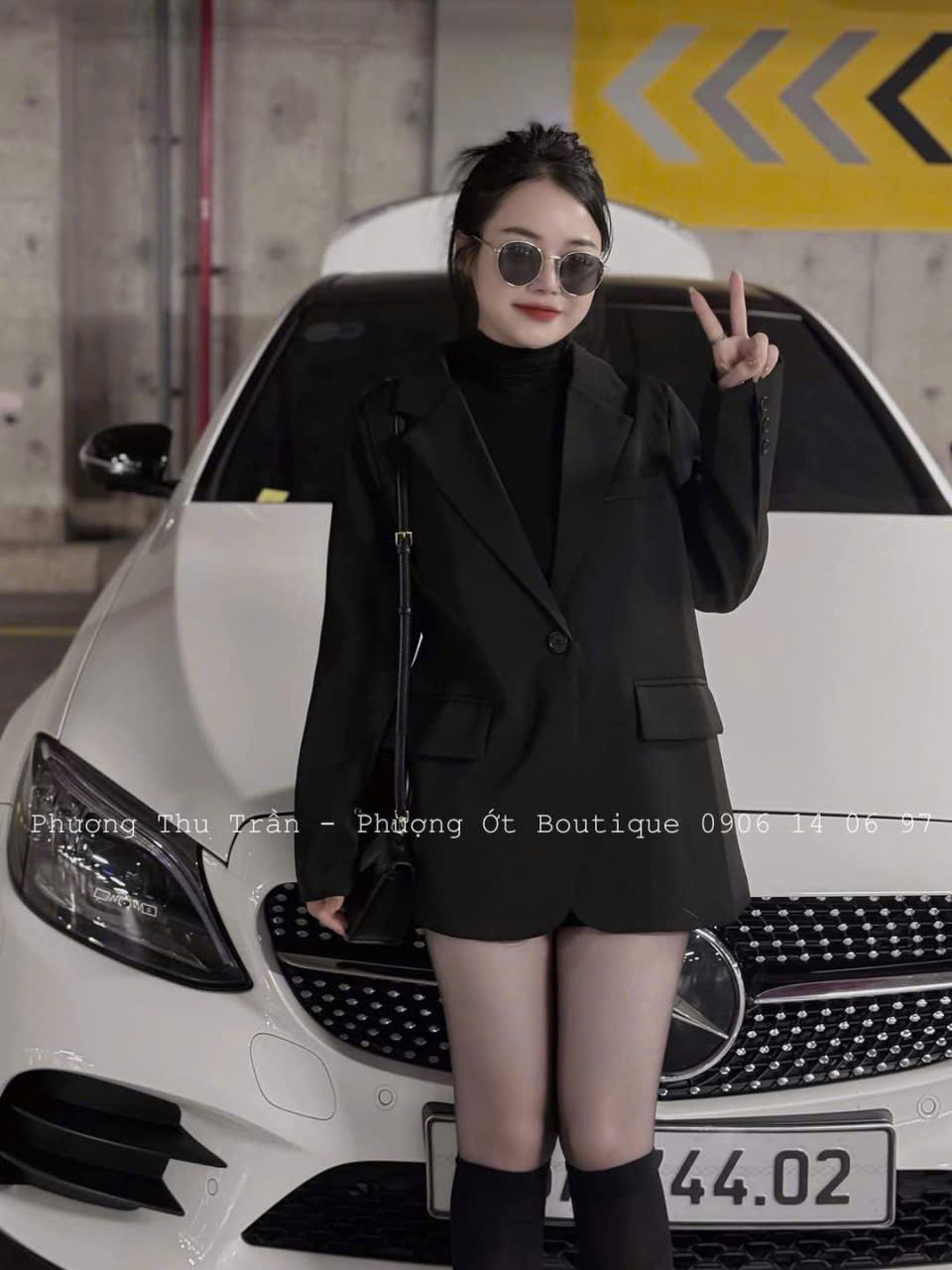  Áo vest đúp lót hai lớp lưng xẻ đính nút - ĐEN - C104 ( FREESIZE <58KG ) 