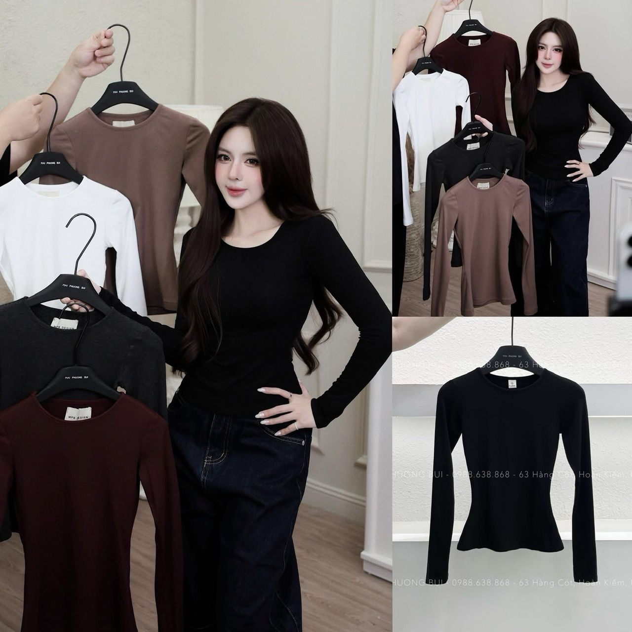  Áo thun giữ nhiệt áo tay dài cổ tròn - ĐEN - C97 