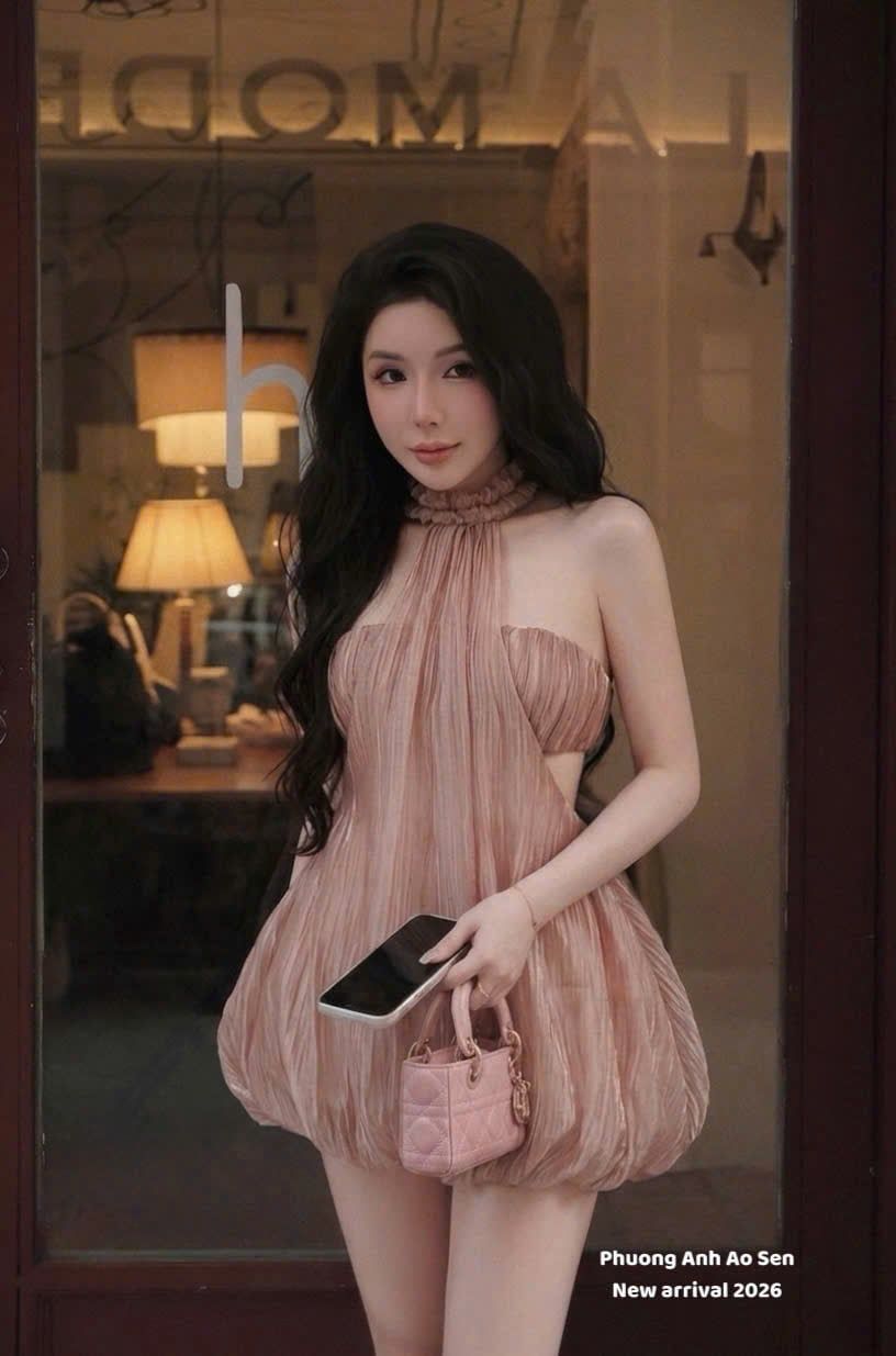  Đầm babydoll cổ yếm hở lưng tôn dáng sang chảnh - Z61 