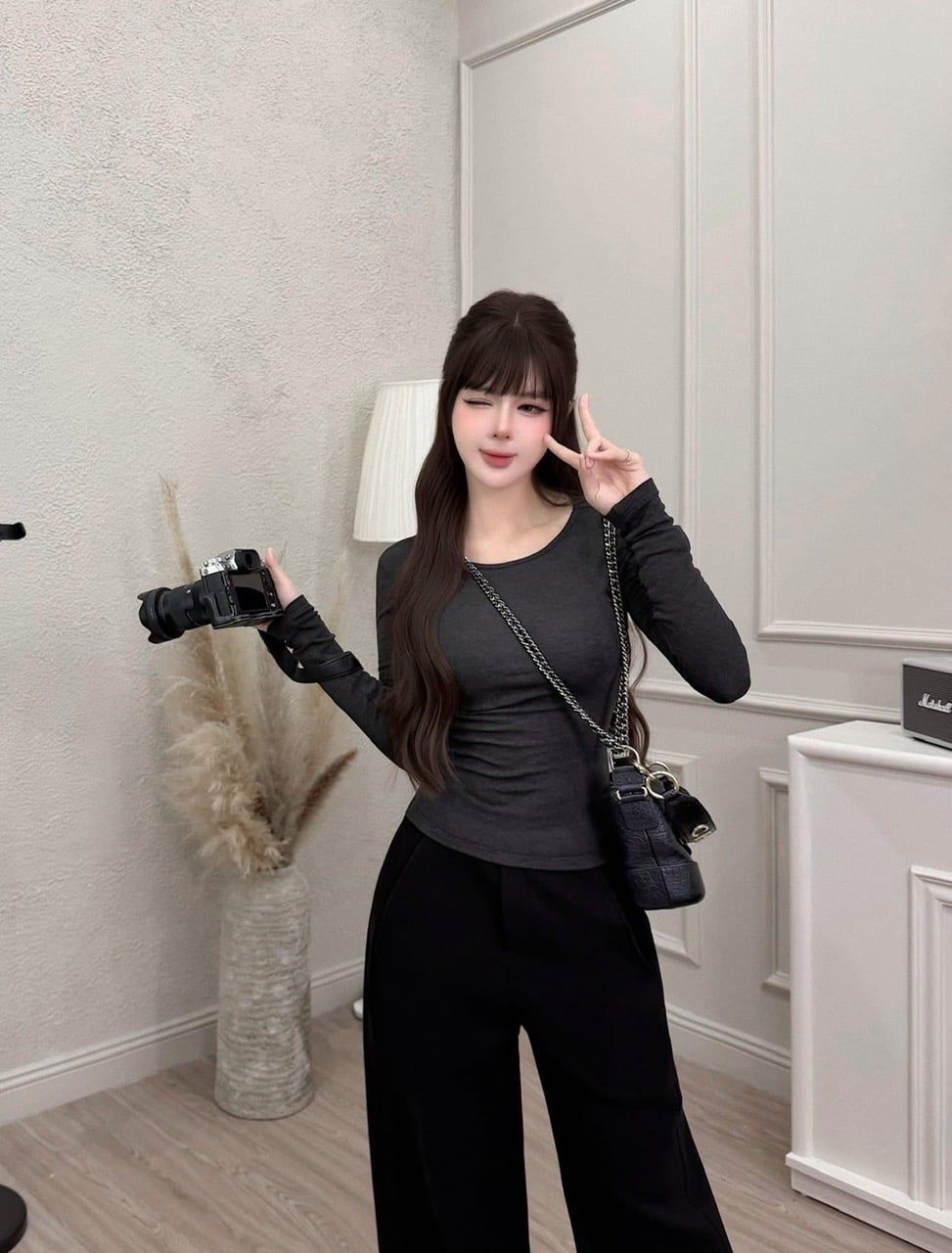  Áo thun giữ nhiệt áo tay dài cổ tròn - XÁM - C96 