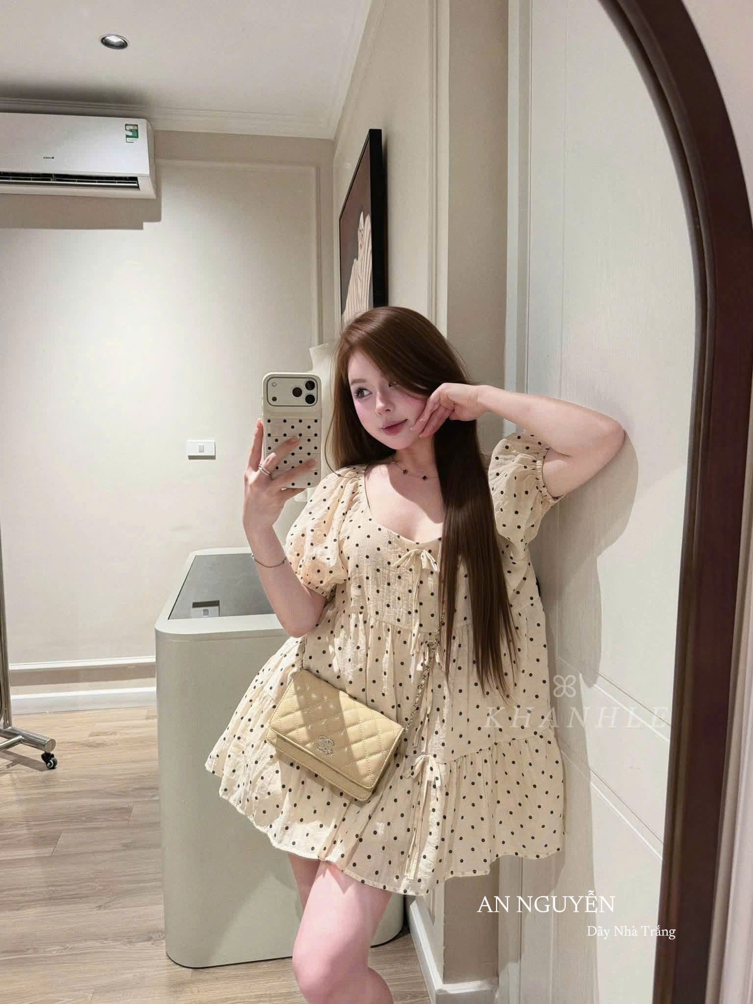  Váy babydoll họa tiết chấm bi dễ thương - G113 
