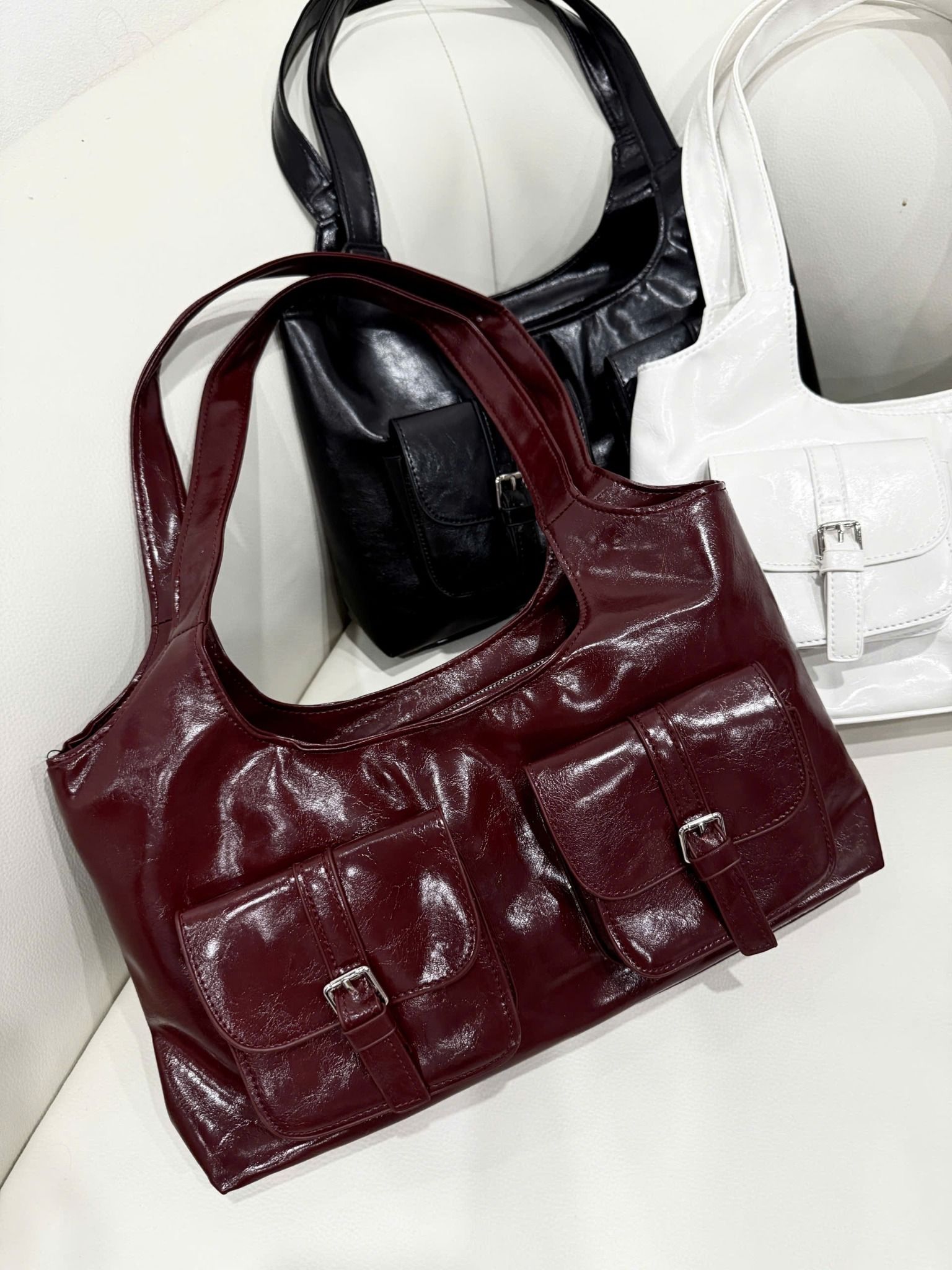  Túi xách tote dáng hộp phong cách - ĐỎ - R146 (0) 