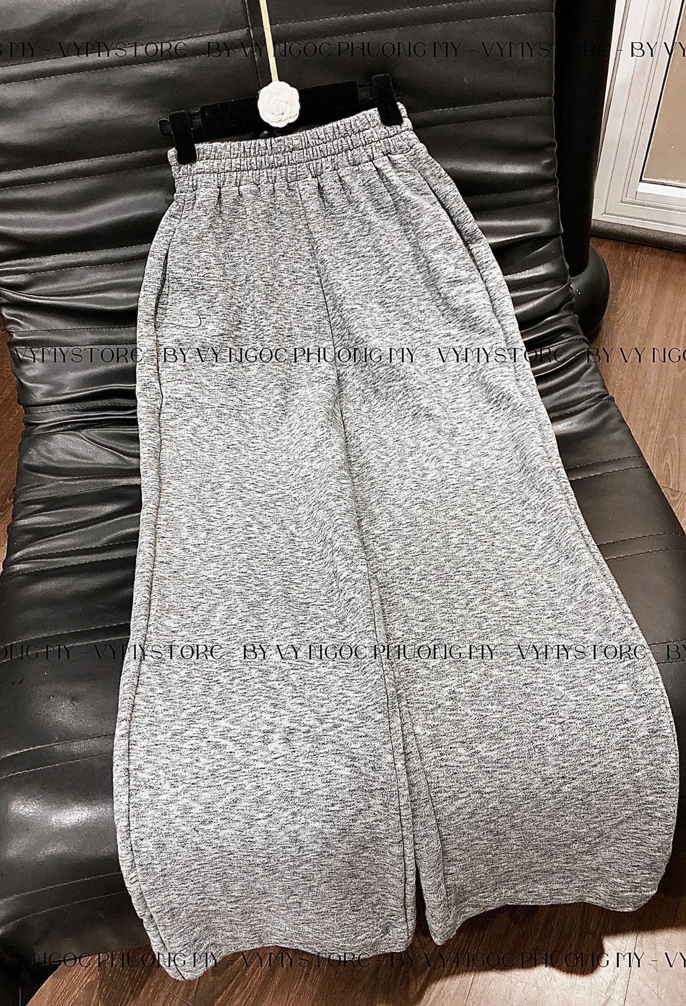  Quần suông rộng dáng dài lưng cạp chun - XÁM ĐẬM - C91 ( DÀI 100CM <57KG ) 