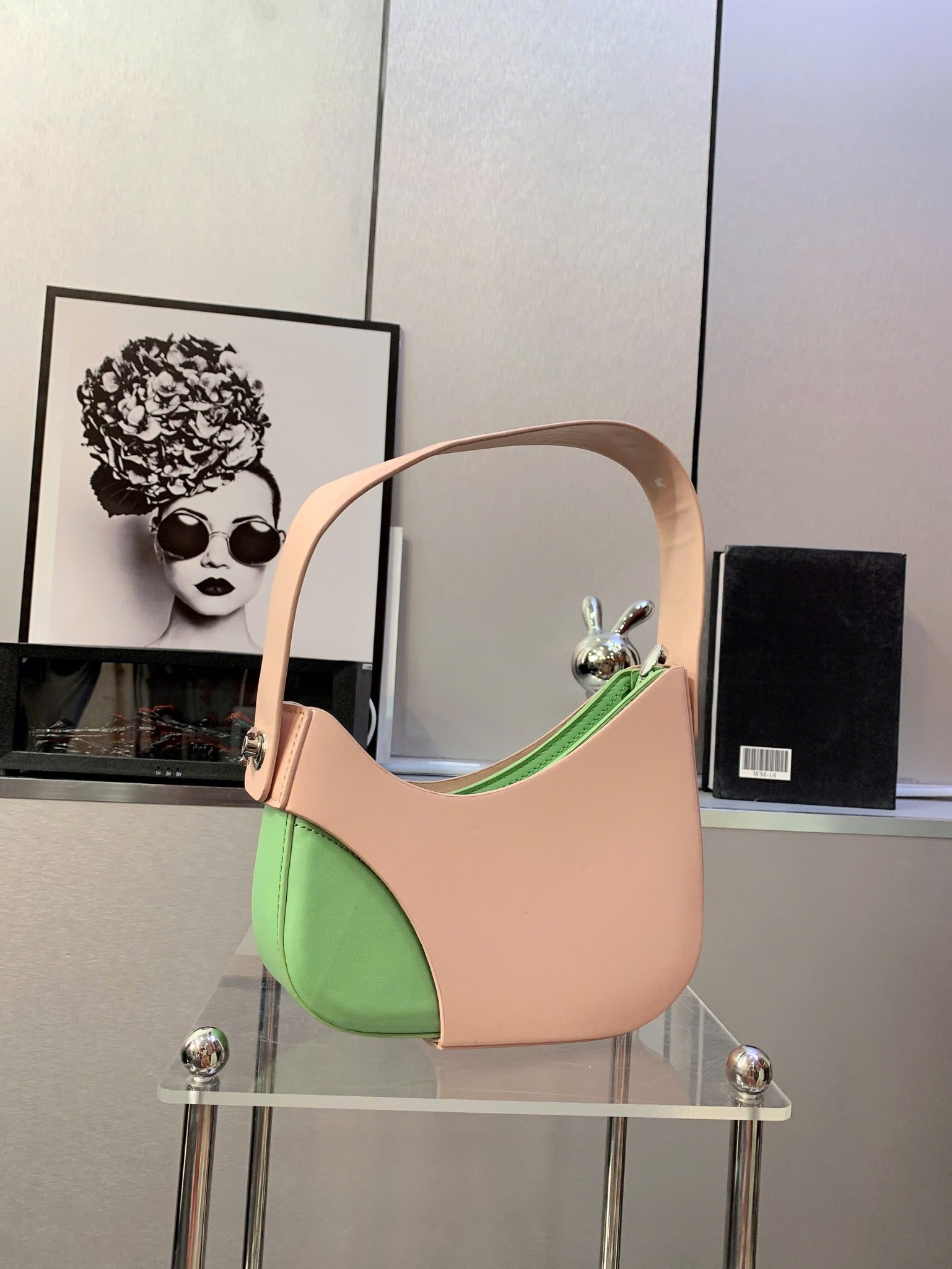  Túi xách 2 dây kiểu khuyết màu mint - B117 