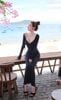  Đầm body hai dây phối viền ren kèm khoác tôn dáng - V27 