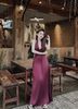 Đầm lụa cổ yếm cột cổ form đuôi cá sang chảnh - ĐÔ - N20 ( eo S<68, M<72, L<76 ) H80