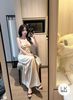 Váy lụa hai dây cổ v khoét sâu dáng dài tôn dáng - KEM - P17