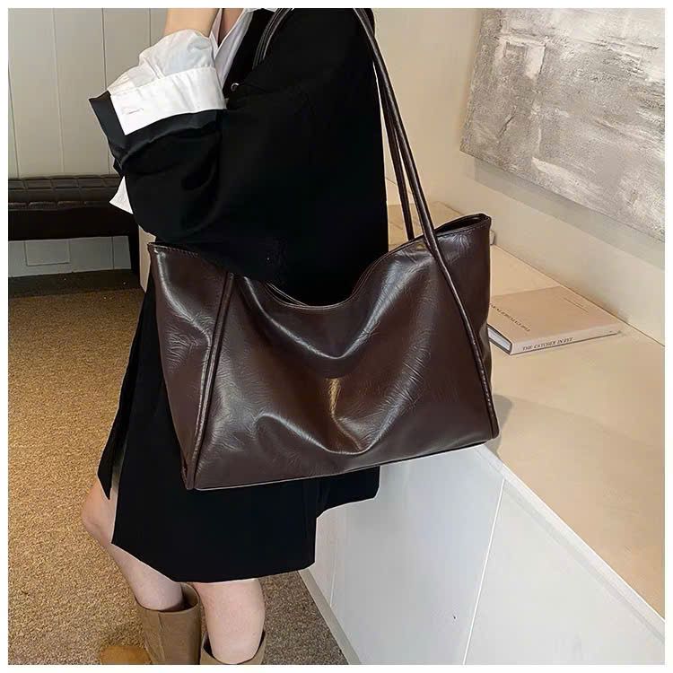  Túi tote da công sở form lớn đựng vừa laptop - A160 - NÂU - (0) (30x44cm) 
