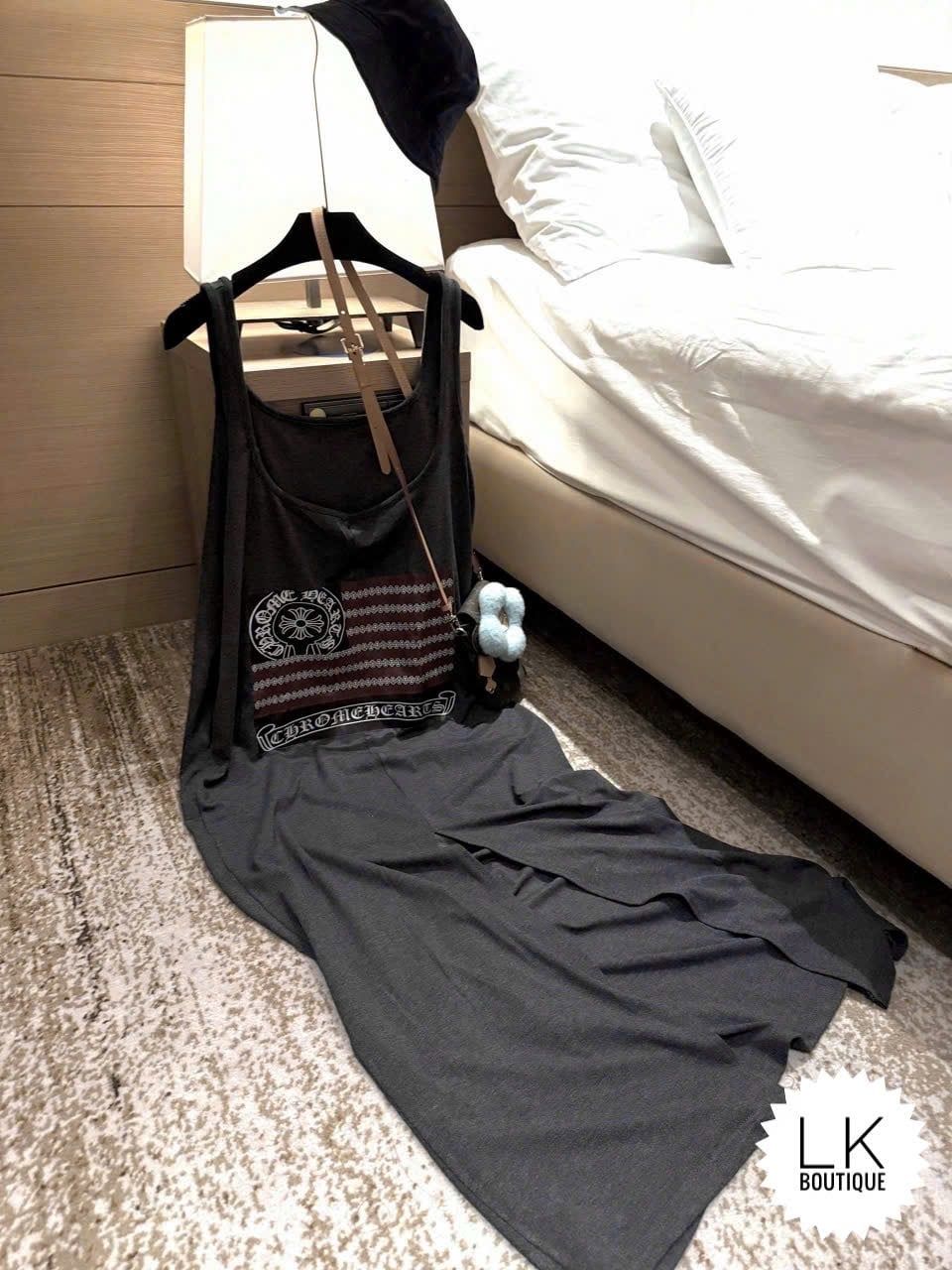  Váy hai dây bản to dáng suông in chome lưng siêu sexy - K274 