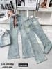 Quần jeans ống loe cạp cao chất co giãn - NHẠT - N62 ( eo S<66 , M<70, L<74 ) DÀI 100CM