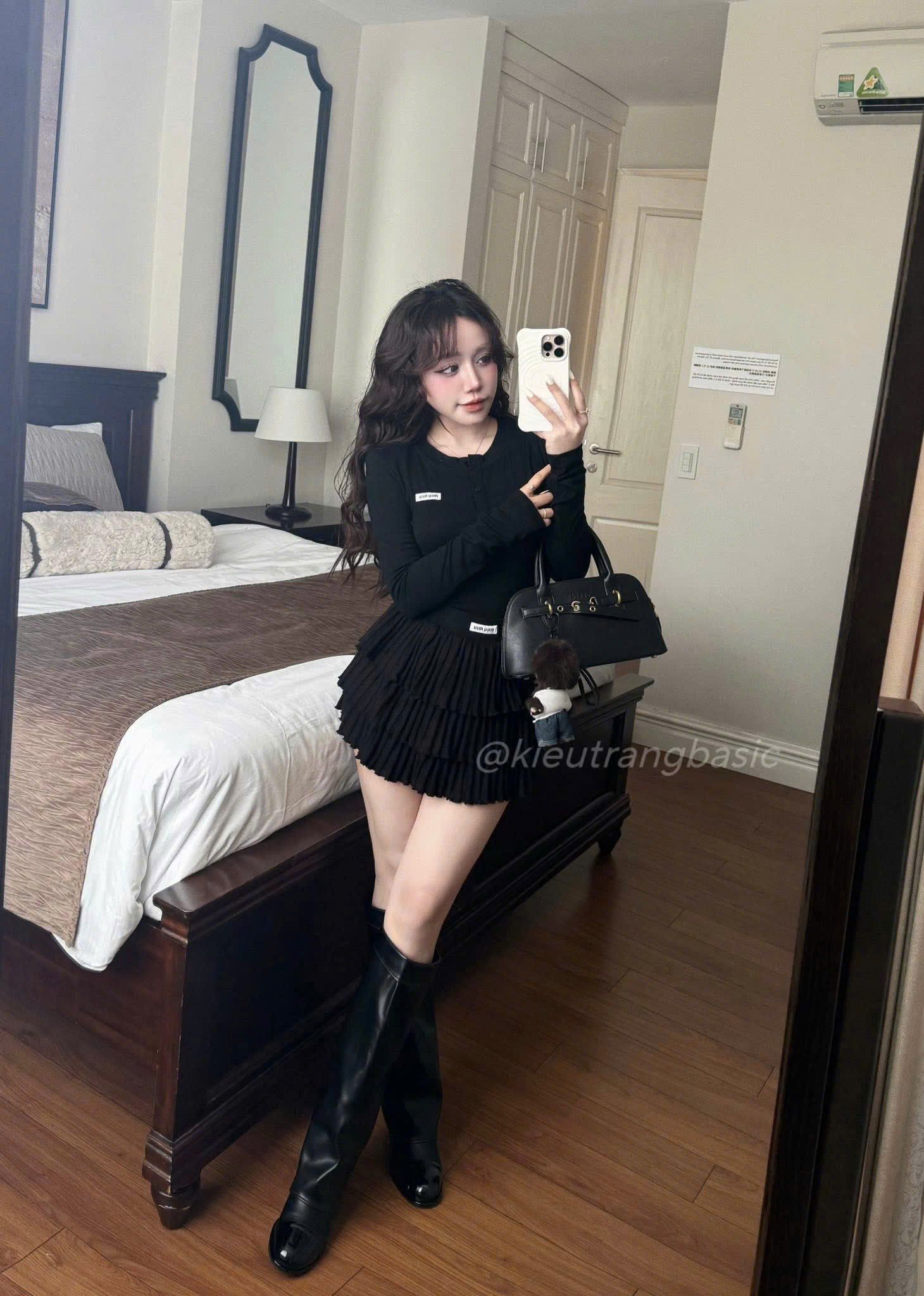  Set áo tay dài miu miu mix chân váy tầng - G164 