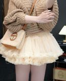  Chân váy tùng xòe phối ren - KEM - E53 