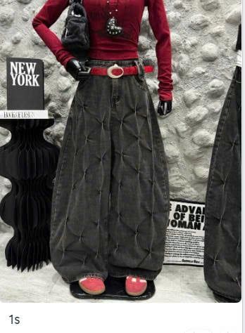  Quần jeans suông phong cách ống chicben kiểu xịn xò - B22 ( eo S<72, M<76 ) 