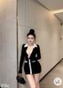  Váy body cổ bẻ dáng ngắn chất thun co giãn - ĐEN - H87 
