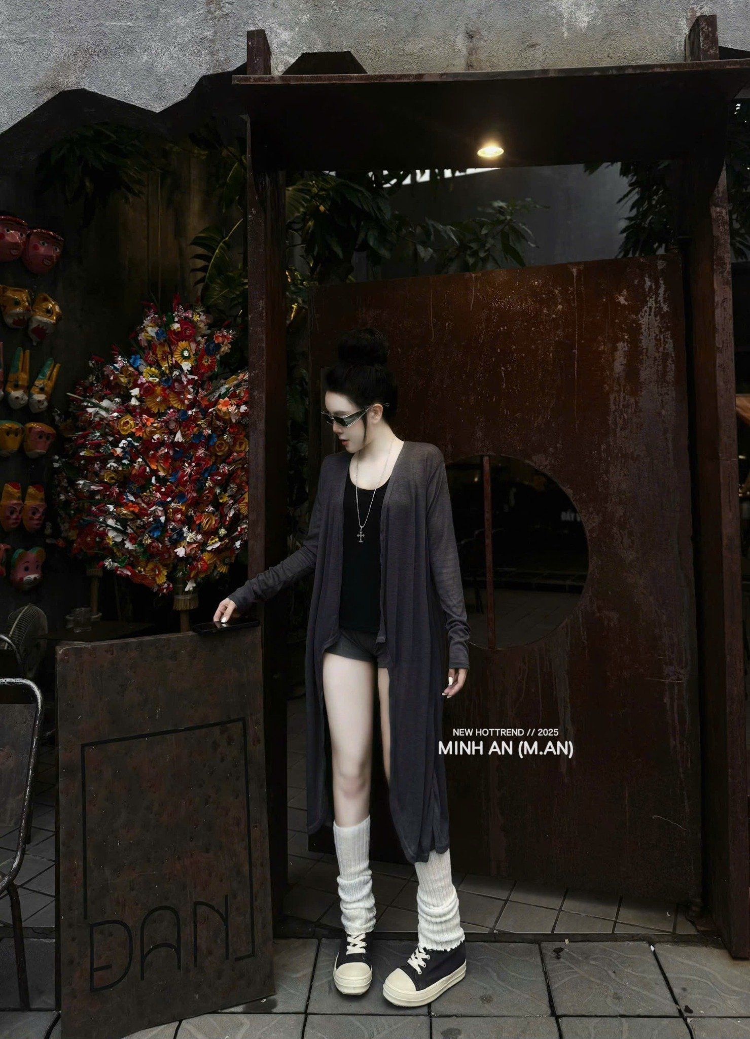  Set 3 món áo ba lỗ kèm khoác dài mix quần short - XÁM - E253 h46 