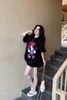 Váy cuộn bí dáng ngắn tay bồng in hình Mickey - ĐEN - H100