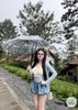  Set 3 món áo quay phối cardigan mix quần bí jean - XANH -H85 