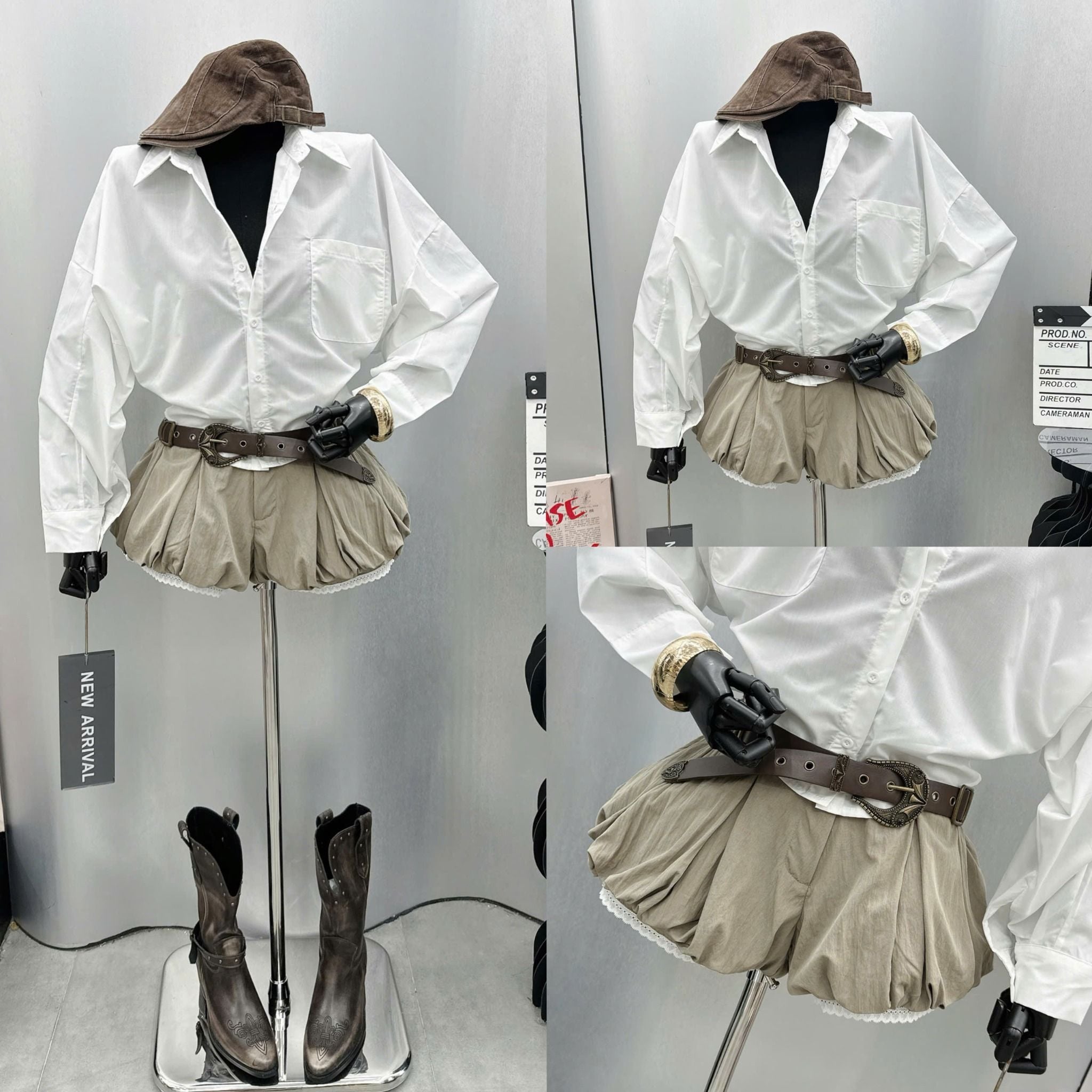  Quần short form bí phối viền ren siêu xinh - GHI XÁM - R188 ( 50% cạp chun ) (0) 