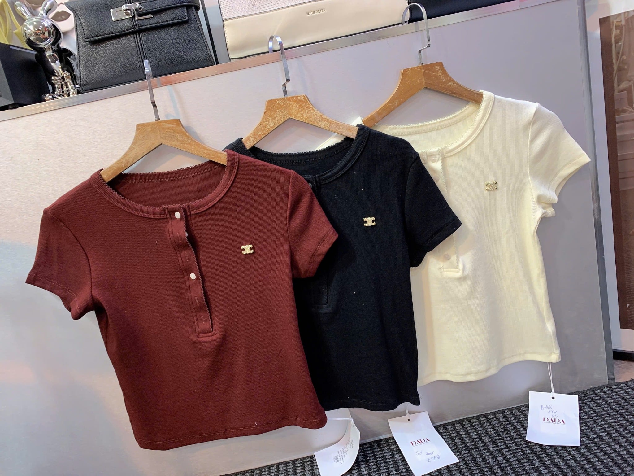  Áo len form beauty kèm tag celine co giãn - ĐEN - B147 