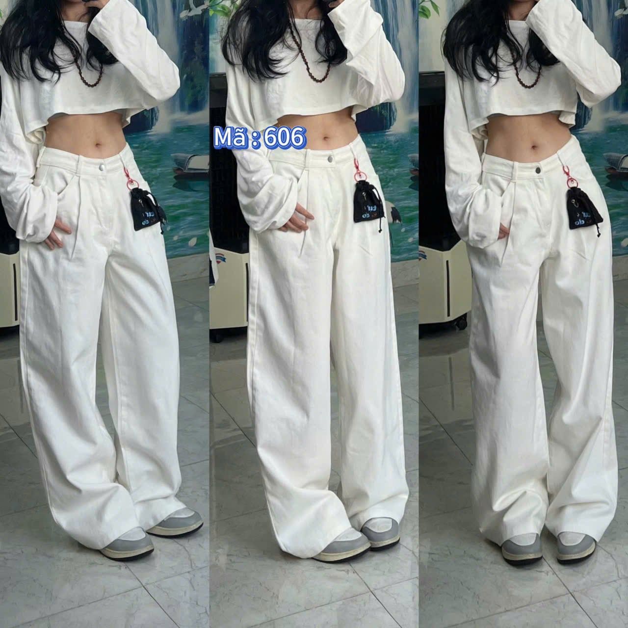  Quần kaki ống suông BASIC trơn - TRẮNG KEM - Z26 (EO S<66, M<70, L<74) (DÀI 104CM) 