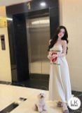  Đầm 2 dây suông hở lưng họa tiết MÔI - TRẮNG - K37 
