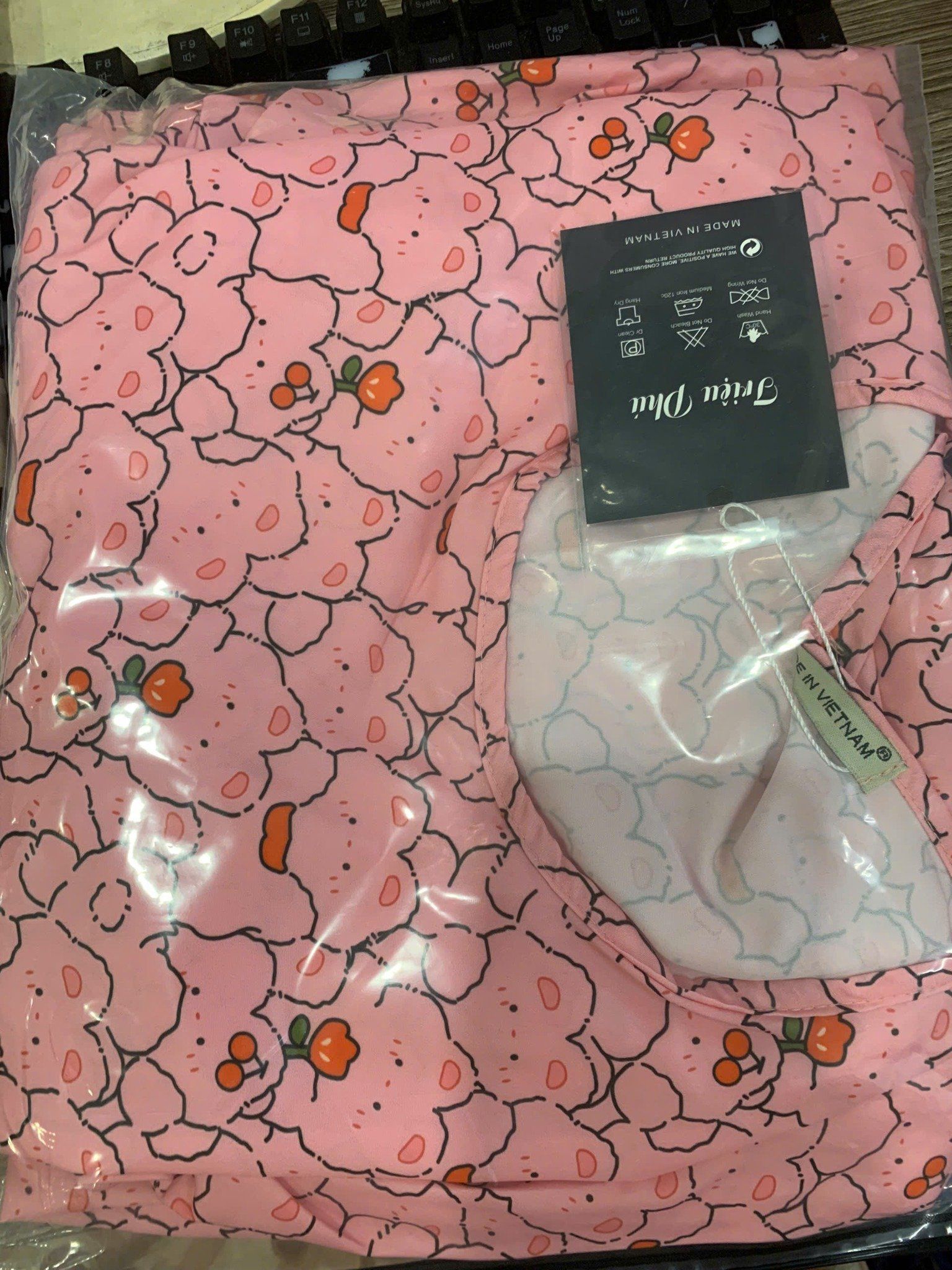  Set bọ tole áo TAY NGẮN phối bèo mix quần rộng - GẤU MÂY CAM SỮA - Z39 