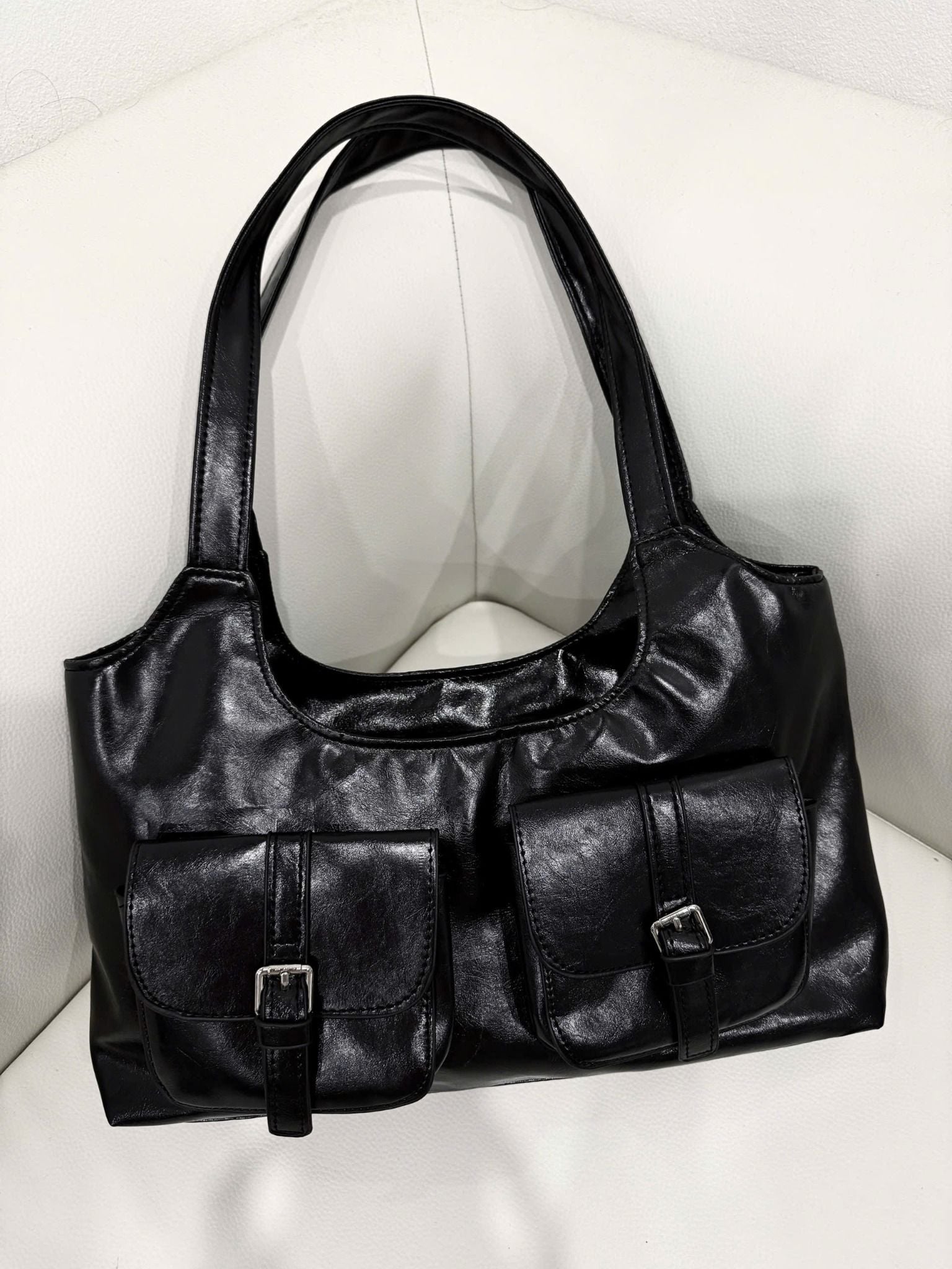  Túi xách tote dáng hộp phong cách - ĐEN - R147 (0) 