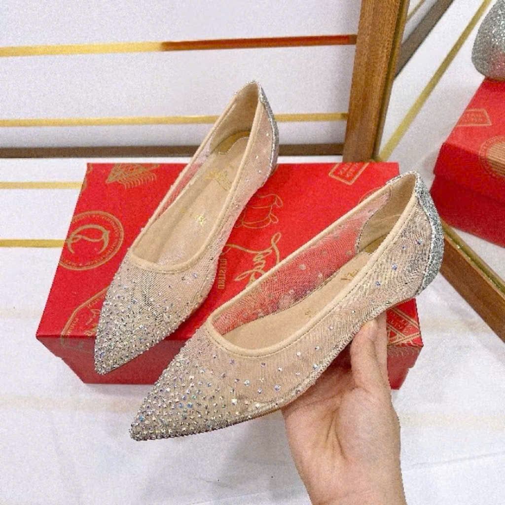  Giay búp bê lưới đính đá pha lê - A65 