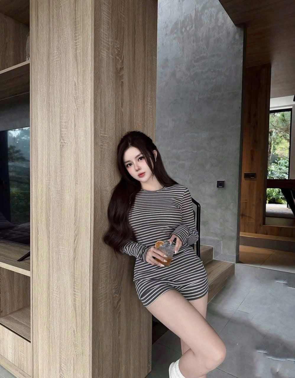  Set bộ áo tay dài kẻ sọc mix quần short kẻ mpb - E316 