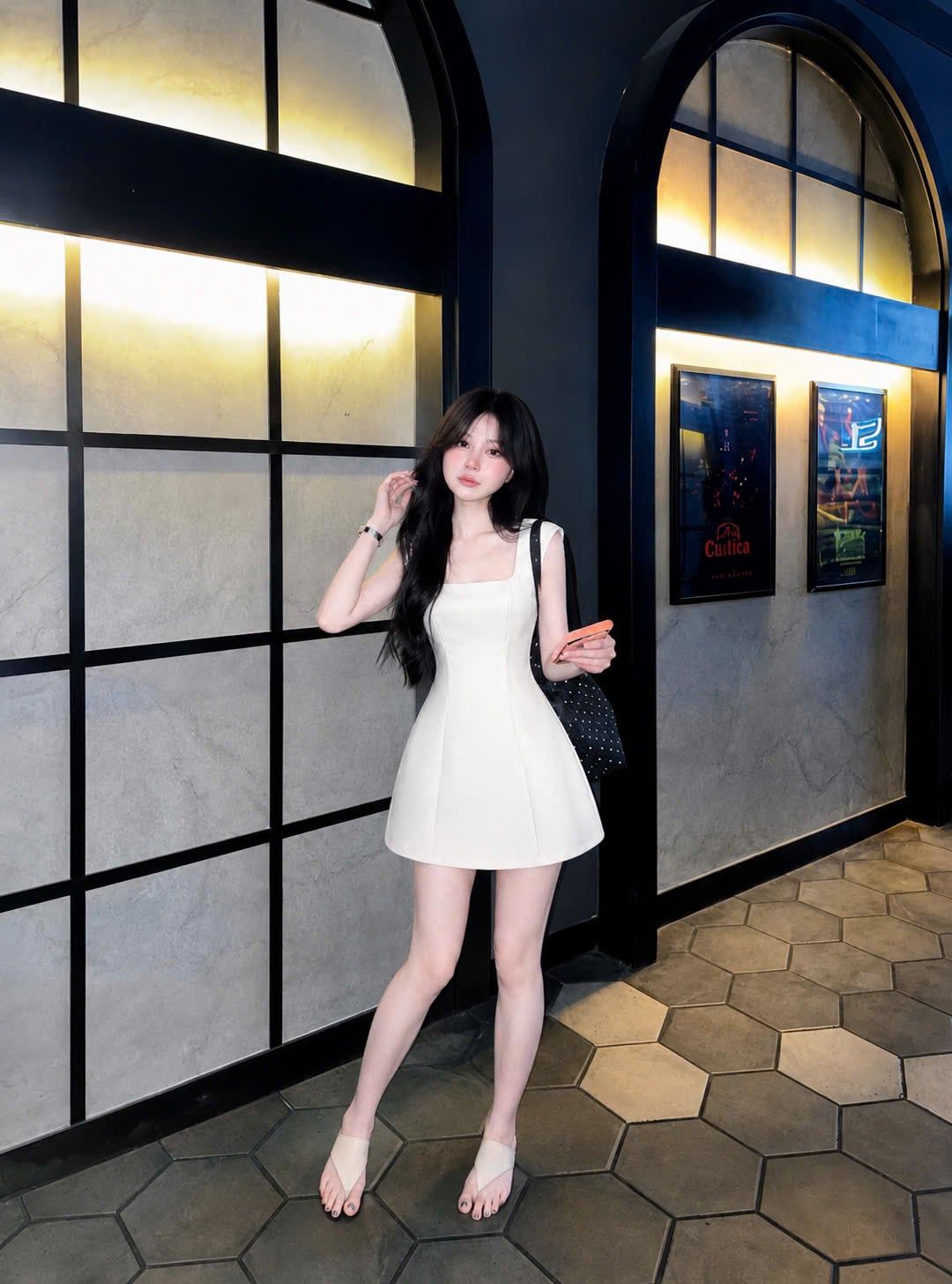  Đầm viền vai nhỏ dáng ngắn siêu hot - KEM - K140 (EO S<68, M<72, L<76) 