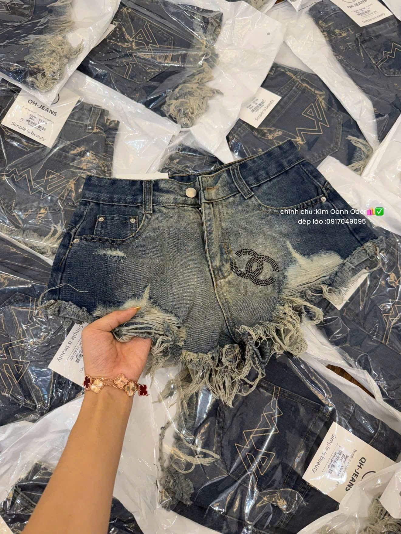  Quần short jean đùi tua rua siêu hot - H187 (EO S<64, M<68, L<72) 
