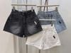Quần short jean nữ đùi thêu ngựa cạp cao dễ thương - JEAN - T547 (Eo S<64, M<68, L<72cm) (không kèm nịt)