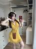 Váy len thừng cổ đức viền bèo ngực siêu hot - VÀNG - T586