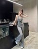 Set áo ba lỗ phối cổ đổ mix quần suông ống loe dáng dài - XÁM - T621