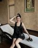 Set bộ 2s nhung cổ vuông ren mix quần short ngắn siêu hot - Q95