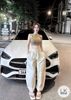 Set áo ba lỗ croptop mix quần suông dáng dài buộc dây eo siêu hot - Q246 (EO S<68, M<72)