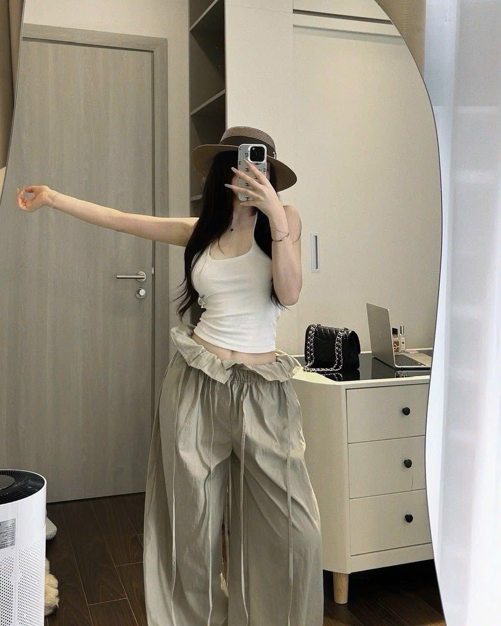  Set áo yếm mix quần suông dáng dài phối cạp phong cách - Q317 