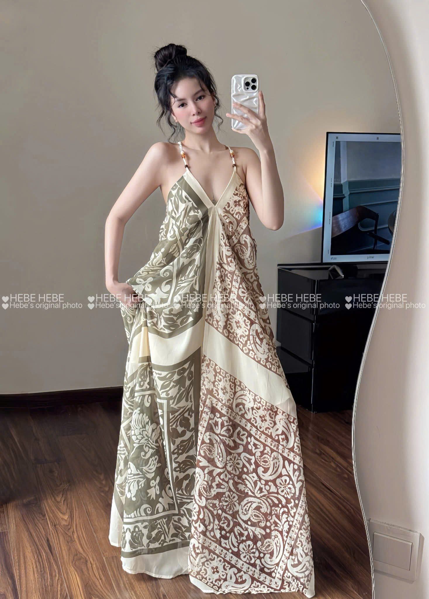  Đầm hai dây maxi họa tiết thổ cẩm siêu hot - Q327 