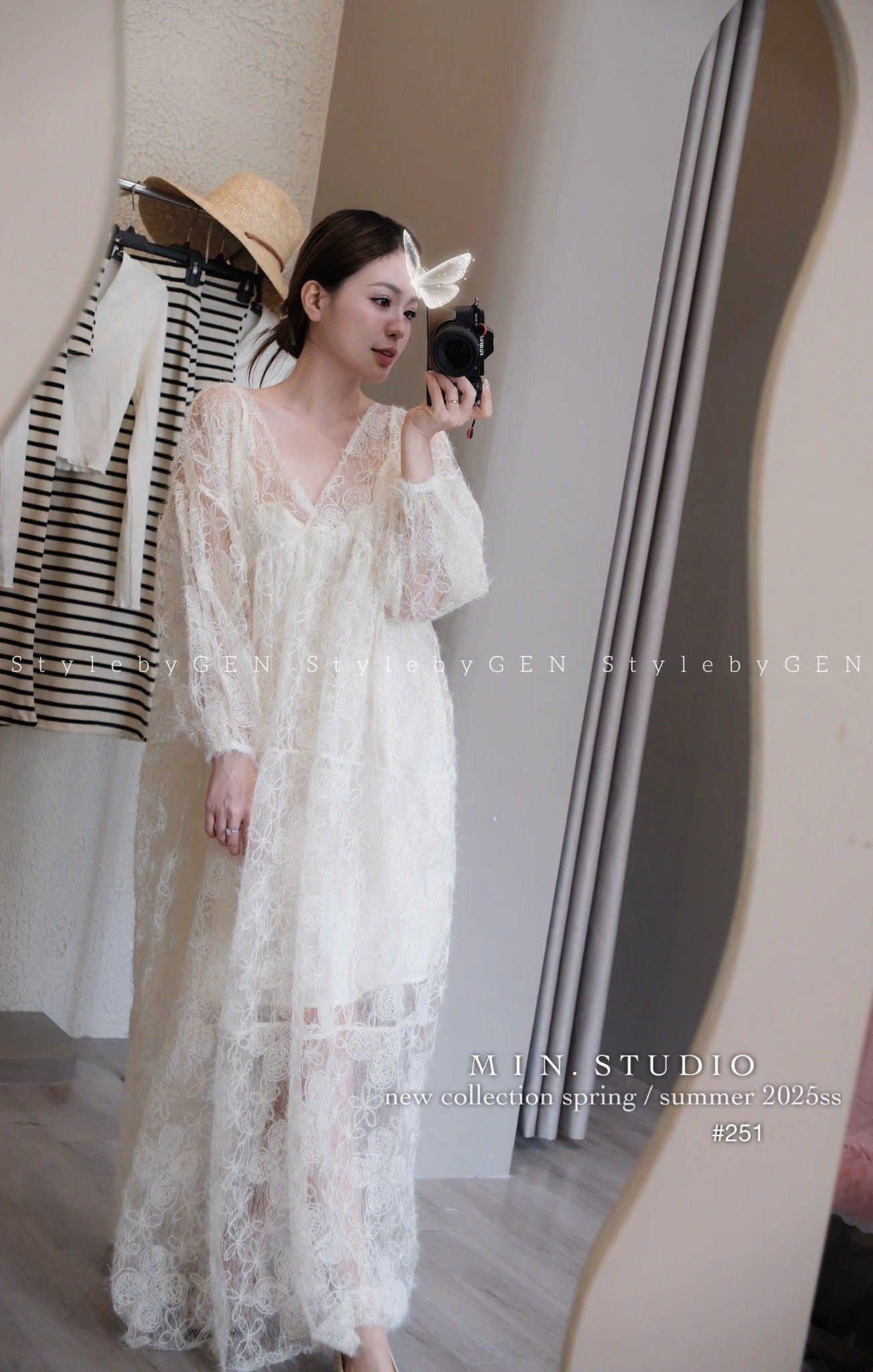  Set 2 món váy tơ ren hoa kèm váy hai dây trong siêu xinh - Q444 