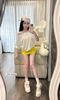 Set áo lệch vai in chữ mix chân váy siêu hot - VÀNG - Q455