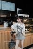 Set áo lệch vai họa tiết KITTY form rộng mix chân váy chân bèo - TRẮNG - Q459 ( eo S<68 ,M<72 ) (TÍNH MÀU ÁO)